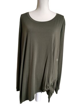 New York & Company Olive Green  Knot-Hem Top ~ New With Tags